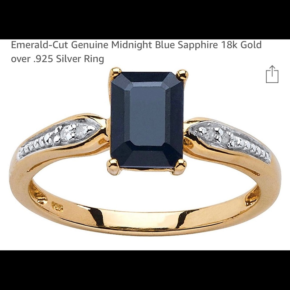 Midnight blue sapphire & gold diamond ring